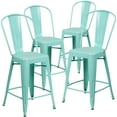thumbnail image 1 of Flash Furniture Mint Metal Outdoor Stool,24",PK4 4-ET-3534-24-MINT-GG, 1 of 9