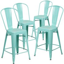 Flash Furniture Mint Metal Outdoor Stool,24",PK4 4-ET-3534-24-MINT-GG
