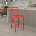 thumbnail image 1 of Flash Furniture Commercial Grade 24" High Red Metal Indoor-Outdoor Counter Height Stool with Vertical Slat Back, 1 of 12
