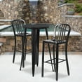 thumbnail image 1 of Flash Furniture Commercial Grade 24" Round Black Metal Indoor-Outdoor Bar Table Set with 2 Vertical Slat Back Stools, 1 of 5