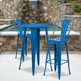 thumbnail image 1 of Flash Furniture Commercial Grade 24" Round Blue Metal Indoor-Outdoor Bar Table Set with 2 Cafe Stools, 1 of 5
