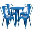 thumbnail image 1 of Flash Furniture Commercial Grade 24" Round Blue Metal Indoor-Outdoor Table Set with 4 Cafe Chairs, 1 of 5