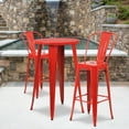 thumbnail image 1 of Flash Furniture Commercial Grade 24" Round Red Metal Indoor-Outdoor Bar Table Set with 2 Cafe Stools, 1 of 5