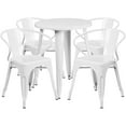 thumbnail image 1 of Flash Furniture Commercial Grade 24" Round White Metal Indoor-Outdoor Table Set with 4 Arm Chairs, 1 of 5