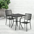 thumbnail image 1 of Flash Furniture Commercial Grade 28" Square Black Indoor-Outdoor Steel Patio Table Set with 2 Square Back Chairs, 1 of 5