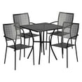 thumbnail image 1 of Flash Furniture Commercial Grade 28" Square Black Indoor-Outdoor Steel Patio Table Set with 4 Square Back Chairs, 1 of 5
