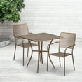 thumbnail image 1 of Flash Furniture Commercial Grade 28" Square Gold Indoor-Outdoor Steel Patio Table Set with 2 Square Back Chairs, 1 of 5