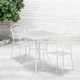 thumbnail image 1 of Flash Furniture Commercial Grade 28" Square White Indoor-Outdoor Steel Patio Table Set with 2 Round Back Chairs, 1 of 5