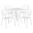 thumbnail image 1 of Flash Furniture Commercial Grade 28" Square White Indoor-Outdoor Steel Patio Table Set with 4 Round Back Chairs, 1 of 2