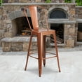 thumbnail image 1 of Flash Furniture Commercial Grade 30" High Copper Metal Indoor-Outdoor Barstool with Back, 1 of 13