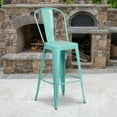thumbnail image 1 of Flash Furniture Commercial Grade 30" High Mint Green Metal Indoor-Outdoor Barstool with Back, 1 of 13