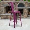 thumbnail image 1 of Flash Furniture Commercial Grade 30" High Purple Metal Indoor-Outdoor Barstool with Back, 1 of 13