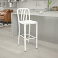 thumbnail image 1 of Flash Furniture Commercial Grade 30" High White Metal Indoor-Outdoor Barstool with Vertical Slat Back, 1 of 12