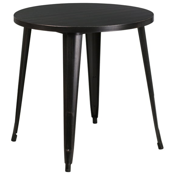 Flash Furniture Commercial Grade 30" Round Black-Antique Gold Metal Indoor-Outdoor Table