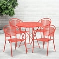thumbnail image 1 of Flash Furniture Commercial Grade 30" Round Coral Indoor-Outdoor Steel Folding Patio Table Set with 4 Round Back Chairs, 1 of 5