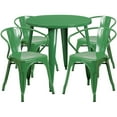 thumbnail image 1 of Flash Furniture Cory Commercial Grade 30" Round Green Metal Indoor-Outdoor Table Set with 4 Arm Chairs, 1 of 5