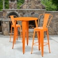 thumbnail image 1 of Flash Furniture Commercial Grade 30" Round Orange Metal Indoor-Outdoor Bar Table Set with 2 Cafe Stools, 1 of 5
