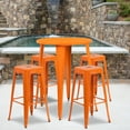 thumbnail image 1 of Flash Furniture Commercial Grade 30" Round Orange Metal Indoor-Outdoor Bar Table Set with 4 Square Seat Backless Stools, 1 of 5