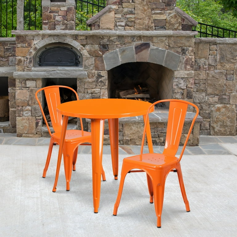 Orange metal deals outdoor chair