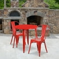 thumbnail image 1 of Flash Furniture Commercial Grade 30" Round Red Metal Indoor-Outdoor Table Set with 2 Cafe Chairs, 1 of 5