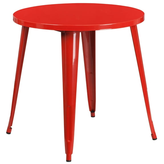 Flash Furniture Commercial Grade 30" Round Red Metal Indoor-Outdoor Table