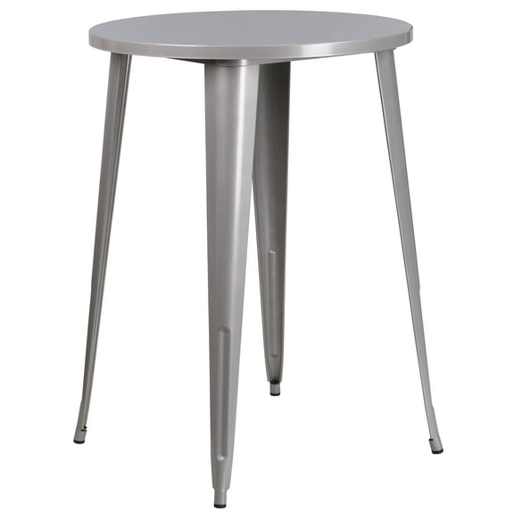 Flash Furniture Commercial Grade 30" Round Silver Metal Indoor-Outdoor Bar Height Table