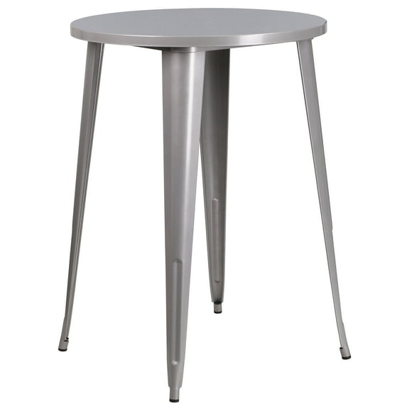 Flash Furniture Commercial Grade 30" Round Silver Metal Indoor-Outdoor Bar Height Table
