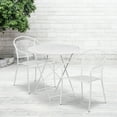 thumbnail image 1 of Flash Furniture Commercial Grade 30" Round White Indoor-Outdoor Steel Folding Patio Table Set with 2 Round Back Chairs, 1 of 5