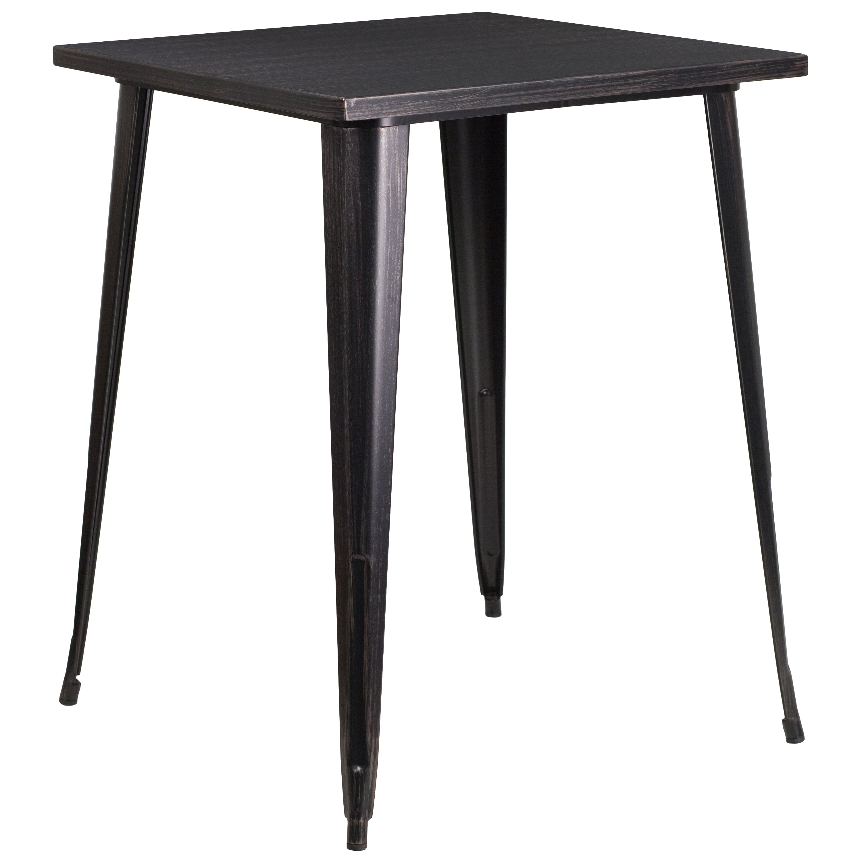 Black-Antique Gold Metal Square Bar Height Table