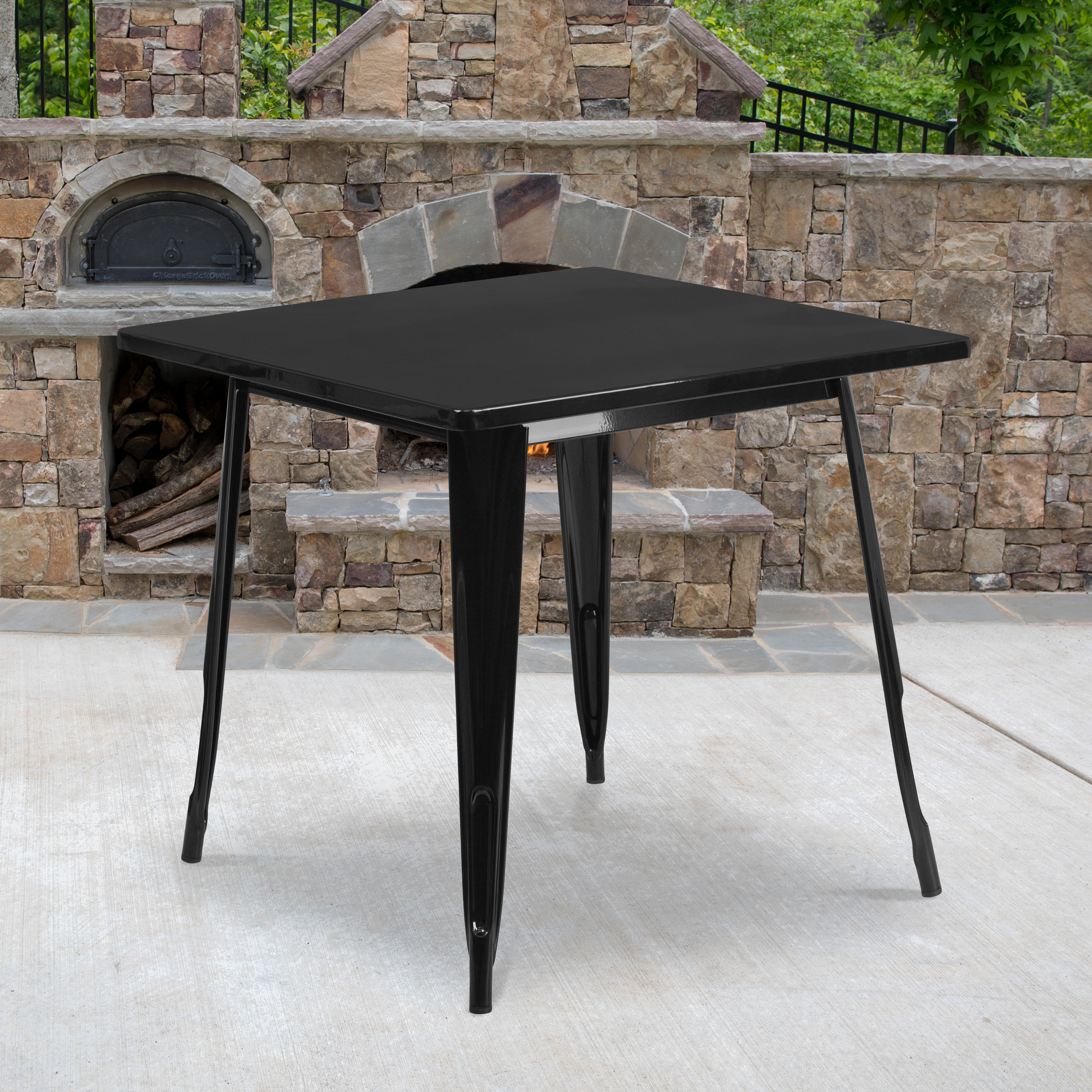 Flash Furniture Commercial Grade 31.5" Square Black Metal Indoor-Outdoor Table - image 1 of 9