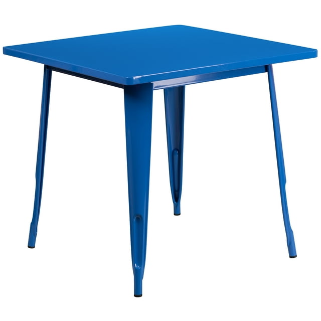 Flash Furniture Commercial Grade 31.5" Square Blue Metal Indoor-Outdoor Table