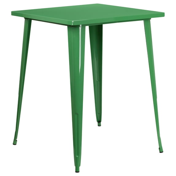 Flash Furniture Commercial Grade 31.5" Square Green Metal Indoor-Outdoor Bar Height Table