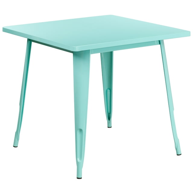 Flash Furniture Commercial Grade 31.5" Square Mint Green Metal Indoor-Outdoor Table