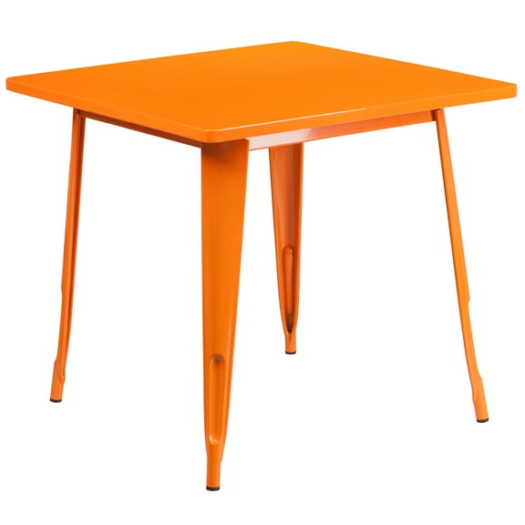 Flash Furniture Commercial Grade 31.5" Square Orange Metal Indoor-Outdoor Table