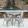 thumbnail image 1 of Flash Furniture Commercial Grade 31.5" Square Silver Metal Indoor-Outdoor Table Set with 4 Arm Chairs, 1 of 5