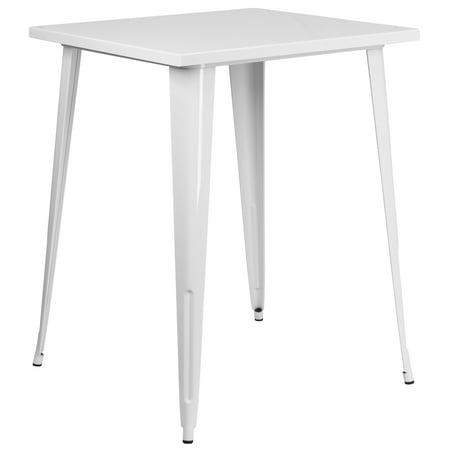 Flash Furniture Commercial Grade 31.5" Square White Metal Indoor-Outdoor Bar Height Table