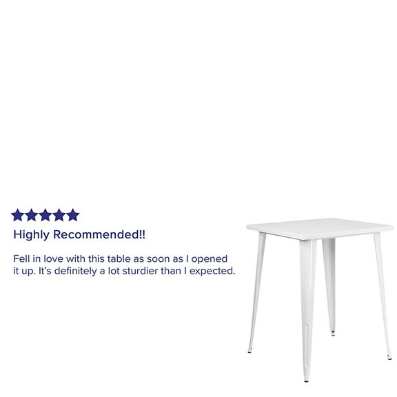 Flash Furniture Commercial Grade 31.5" Square White Metal Indoor-Outdoor Bar Height Table