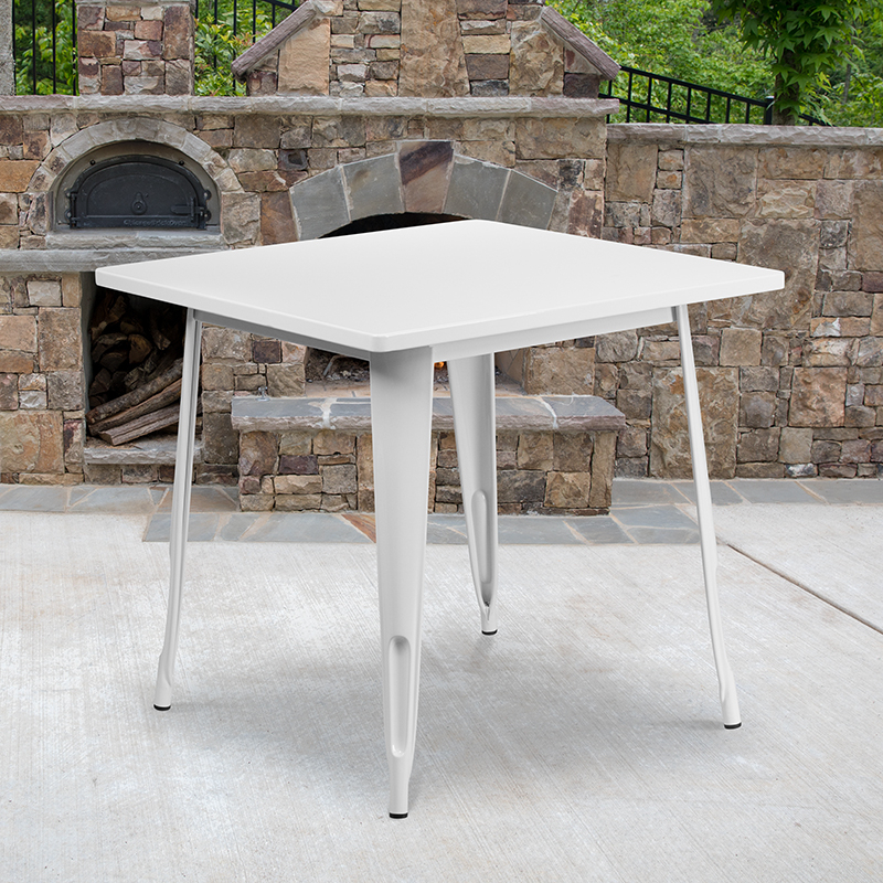 Flash Furniture Commercial Grade 31.5" Square White Metal Indoor-Outdoor Table - image 1 of 3
