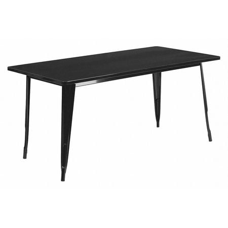 Flash Furniture Commercial Grade 31.5" x 63" Rectangular Black Metal Indoor-Outdoor Table