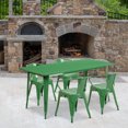 thumbnail image 1 of Flash Furniture Commercial Grade 31.5" x 63" Rectangular Green Metal Indoor-Outdoor Table Set with 4 Arm Chairs, 1 of 5