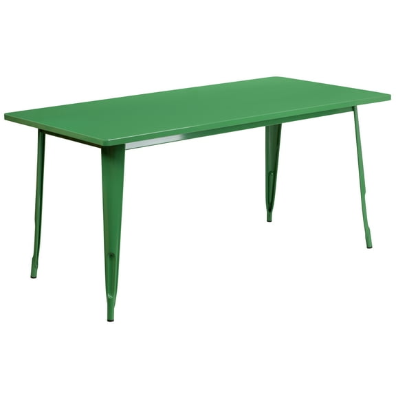 Flash Furniture Commercial Grade 31.5" x 63" Rectangular Green Metal Indoor-Outdoor Table