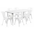 thumbnail image 1 of Flash Furniture Commercial Grade 31.5" x 63" Rectangular White Metal Indoor-Outdoor Table Set with 6 Stack Chairs, 1 of 2