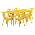 thumbnail image 1 of Flash Furniture Commercial Grade 31.5" x 63" Rectangular Yellow Metal Indoor-Outdoor Table Set with 6 Stack Chairs, 1 of 2