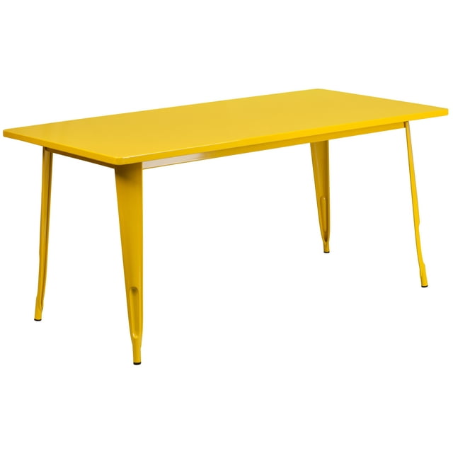 Flash Furniture Commercial Grade 31.5" x 63" Rectangular Yellow Metal Indoor-Outdoor Table
