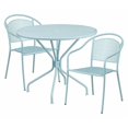 thumbnail image 1 of Flash Furniture Commercial Grade 35.25" Round Sky Blue Indoor-Outdoor Steel Patio Table Set with 2 Round Back Chairs, 1 of 2
