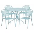 thumbnail image 1 of Flash Furniture Commercial Grade 35.25" Round Sky Blue Indoor-Outdoor Steel Patio Table Set with 4 Round Back Chairs, 1 of 2