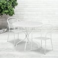 thumbnail image 1 of Flash Furniture Commercial Grade 35.25" Round White Indoor-Outdoor Steel Patio Table Set with 2 Round Back Chairs, 1 of 5