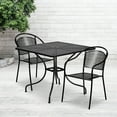 thumbnail image 1 of Flash Furniture Commercial Grade 35.5" Square Black Indoor-Outdoor Steel Patio Table Set with 2 Round Back Chairs, 1 of 5