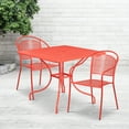 thumbnail image 1 of Flash Furniture Commercial Grade 35.5" Square Coral Indoor-Outdoor Steel Patio Table Set with 2 Round Back Chairs, 1 of 5