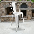 thumbnail image 1 of Flash Furniture Commercial Grade 4 Pack 30" High Distressed White Metal Indoor-Outdoor Barstool with Back, 1 of 14